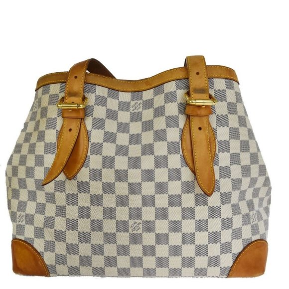 LOUIS VUITTON Hampstead MM Shoulder Bag Damier Azur Leather White - Picture 2 of 12